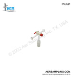 Aer Sampling product image PN-841 Flask Valve with 3-Way PTFE Stopcock viewed from right tail top