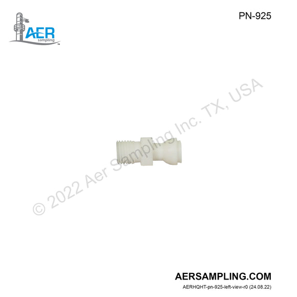 Aer Sampling product image PN-925 S13/5 Ball to 1/4 inch Tube, PTFE Ball Joint Adapter viewed from left